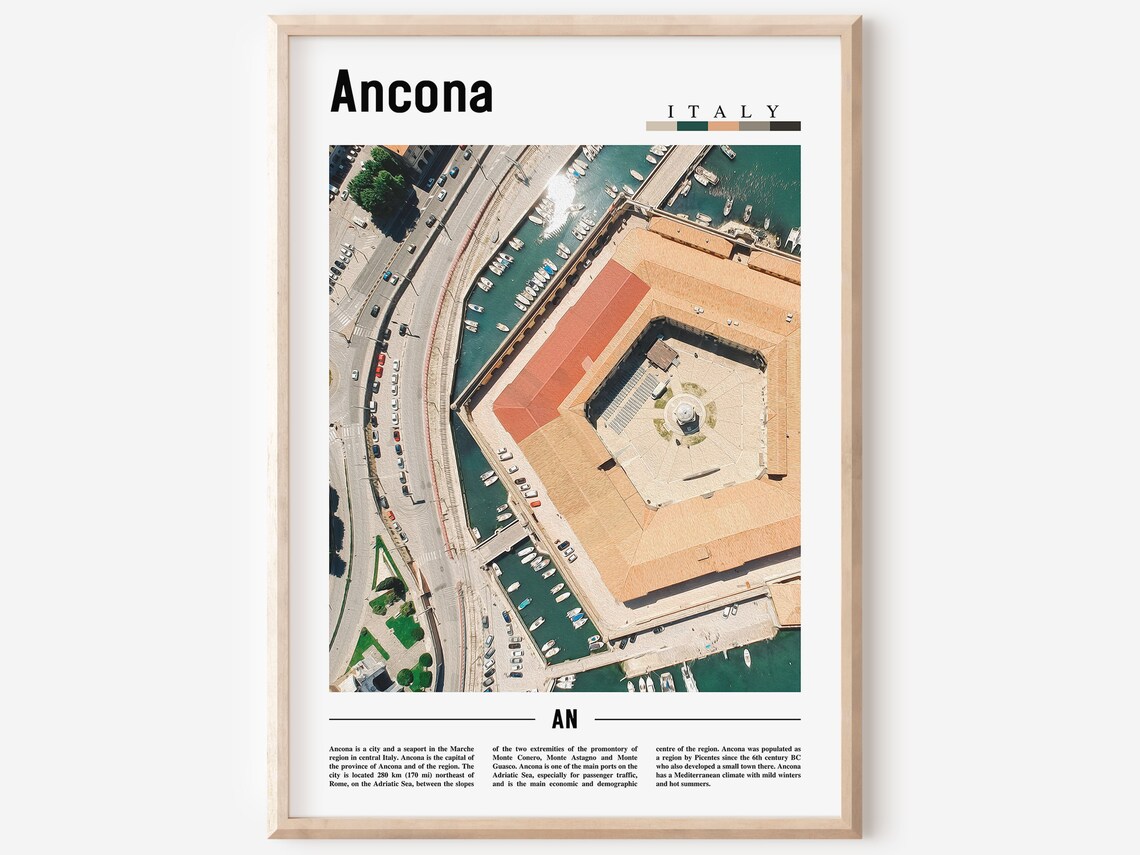 Ancona Italy Aerial Harbor Photo Coastal City Travel Art Print