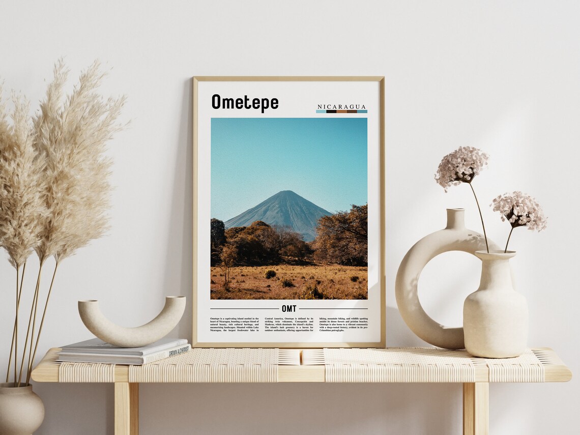 Ometepe Nicaragua Minimal Travel Poster Volcano Island Lake Photo Art - Image 3