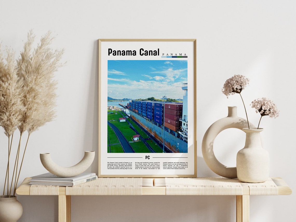 Panama Canal Container Ship Locks Engineering Travel Photo Poster - Image 3