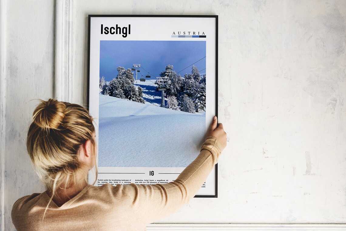 Ischgl Austria Snowy Alpine Ski Slopes Chairlift Winter Travel Poster - Image 2