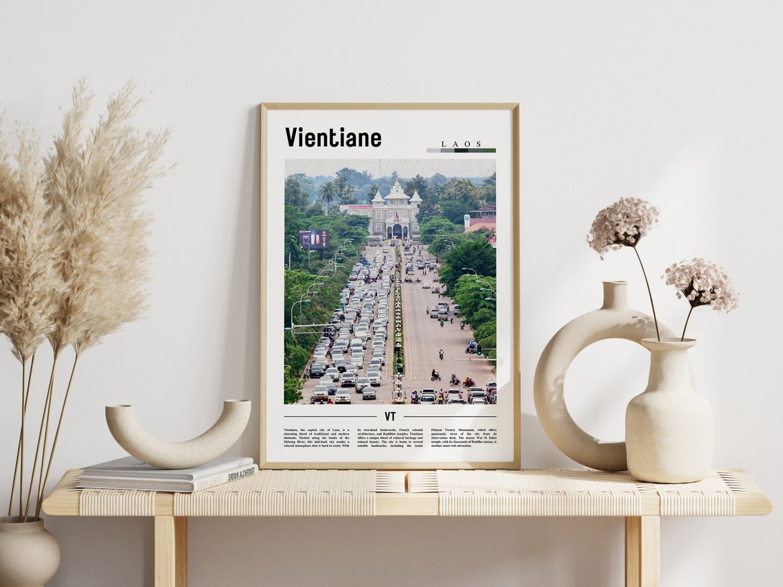Vientiane Poster Vientiane Print Vientiane Wall Art Asia Print Asia Poster Asia Photo Minimal Travel Poster - Image 3