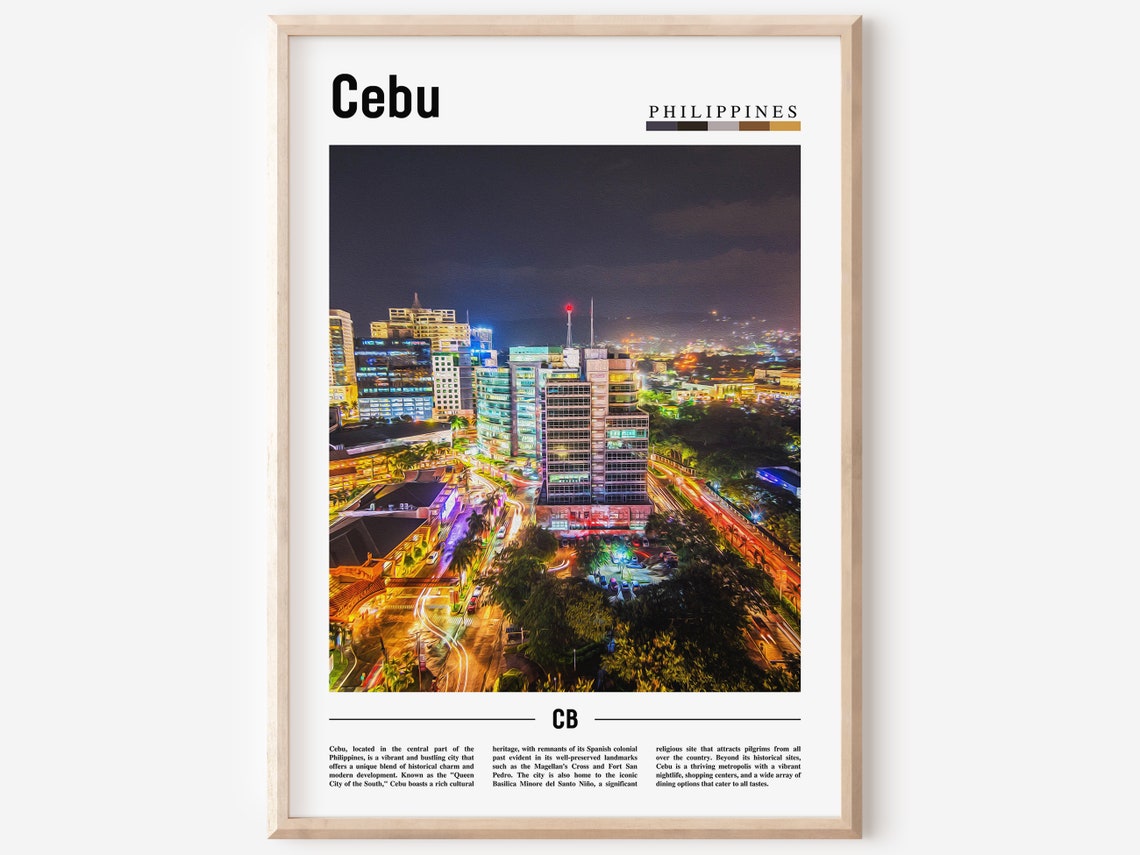 Cebu Philippines Vibrant Night Cityscape Skyline Asia Travel Print