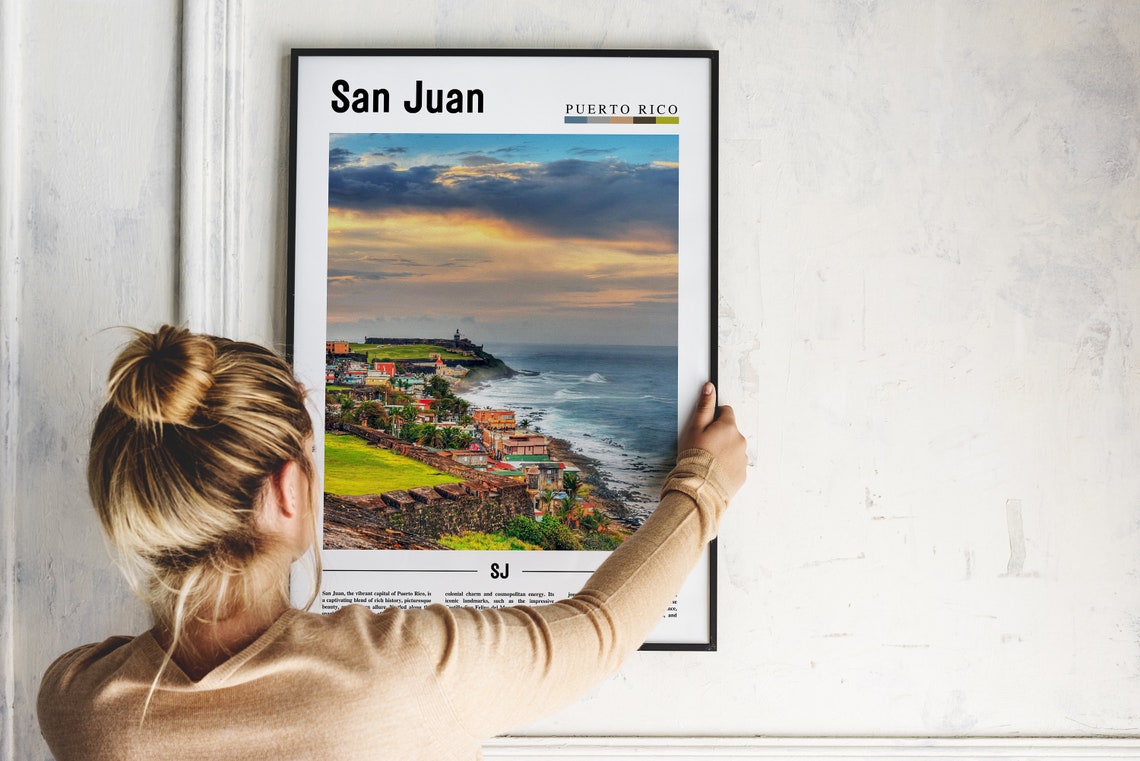 San Juan Puerto Rico Coastal Sunset Old Town Ocean View Poster - Image 2