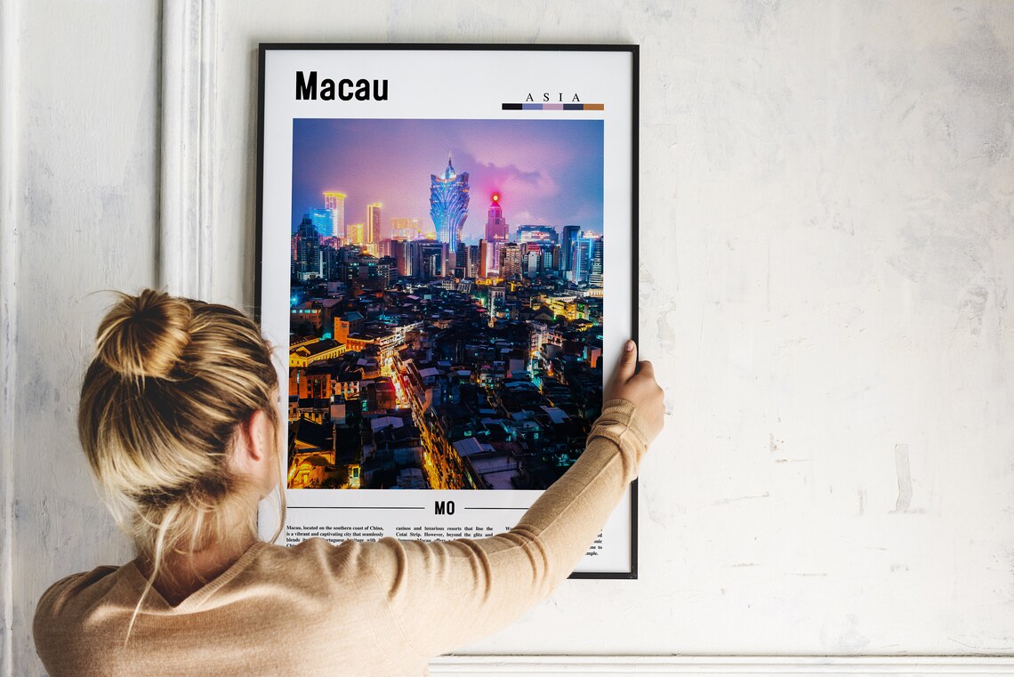Macau Asia Neon Skyline Night Cityscape Photography Travel Poster - Image 2