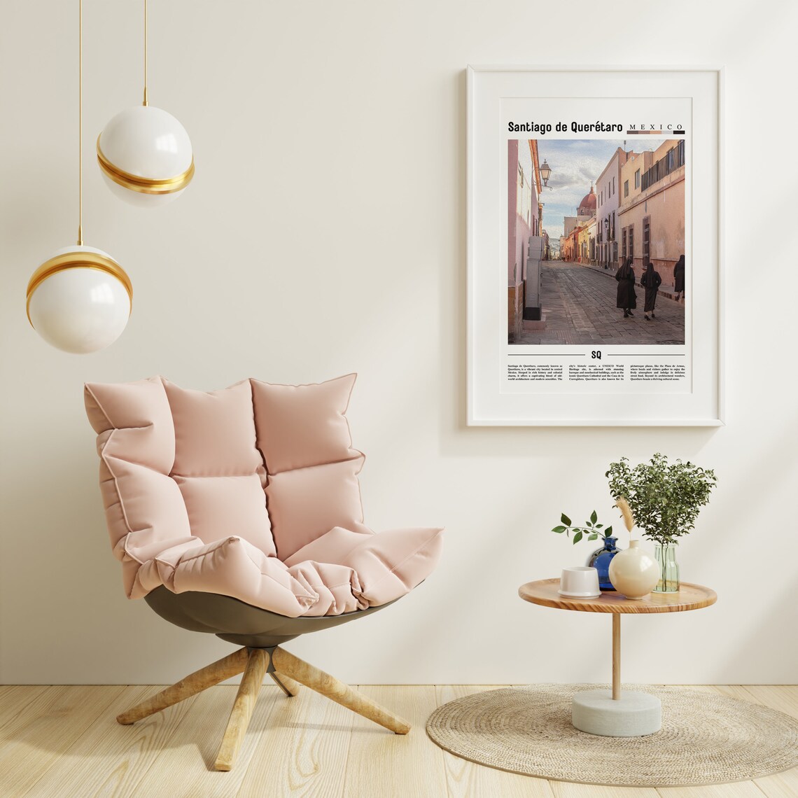 Santiago de Queretaro Mexico Cobblestone Street Old Town Poster - Image 3
