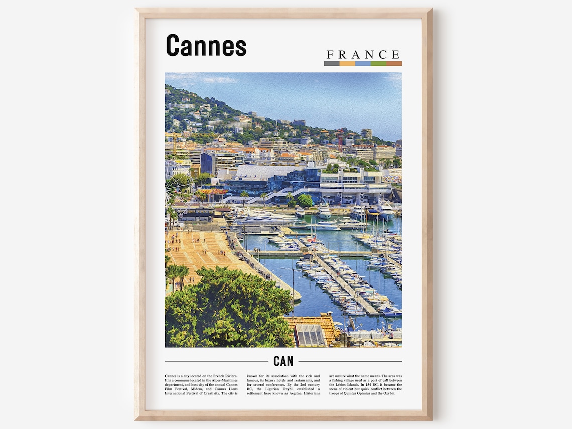 Cannes France Riviera Marina Harbor Coastline City View Poster