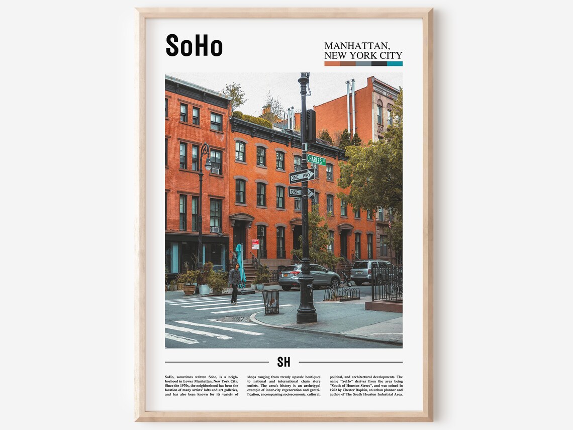 SoHo Manhattan Charles Street Brick Corner Urban Travel Poster