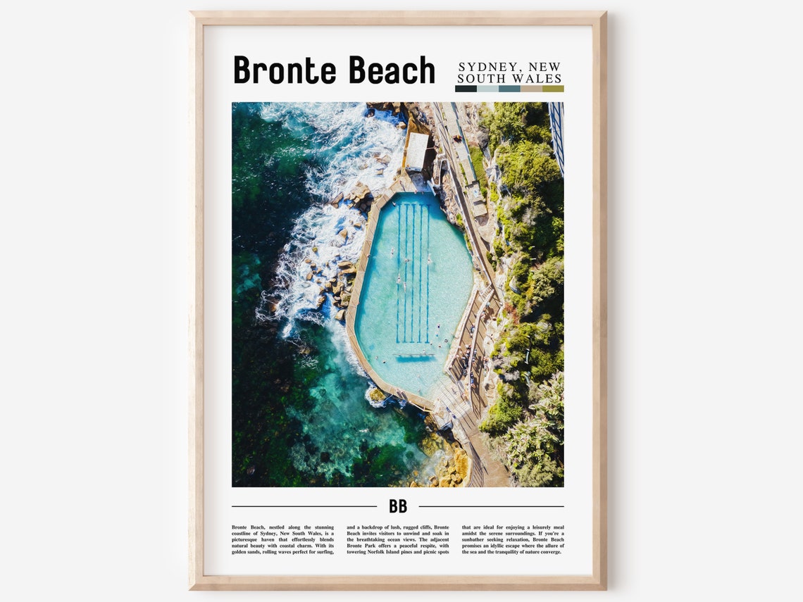 Bronte Beach Sydney Ocean Pool Aerial Coast Australia Travel Poster