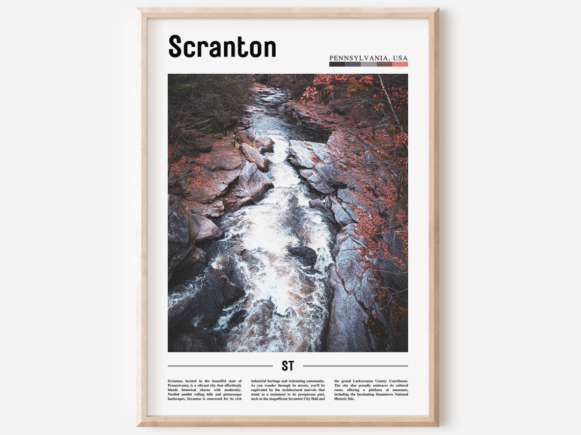 Scranton Pennsylvania Rocky Autumn Stream Waterfall Nature Poster