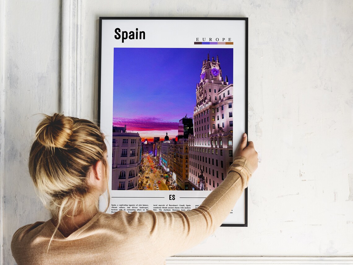 Spain City Avenue Sunset Purple Sky Historic Streets Europe Poster - Image 2