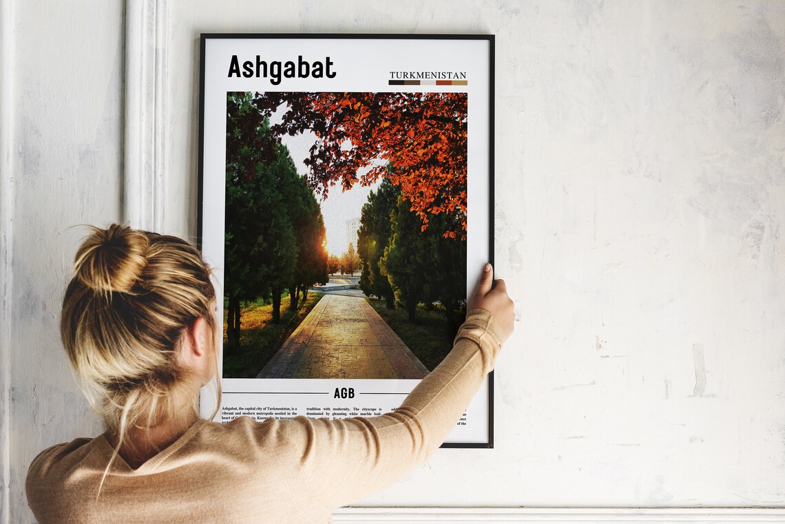 Ashgabat Turkmenistan Sunset Park Alley City Photo Travel Poster - Image 2