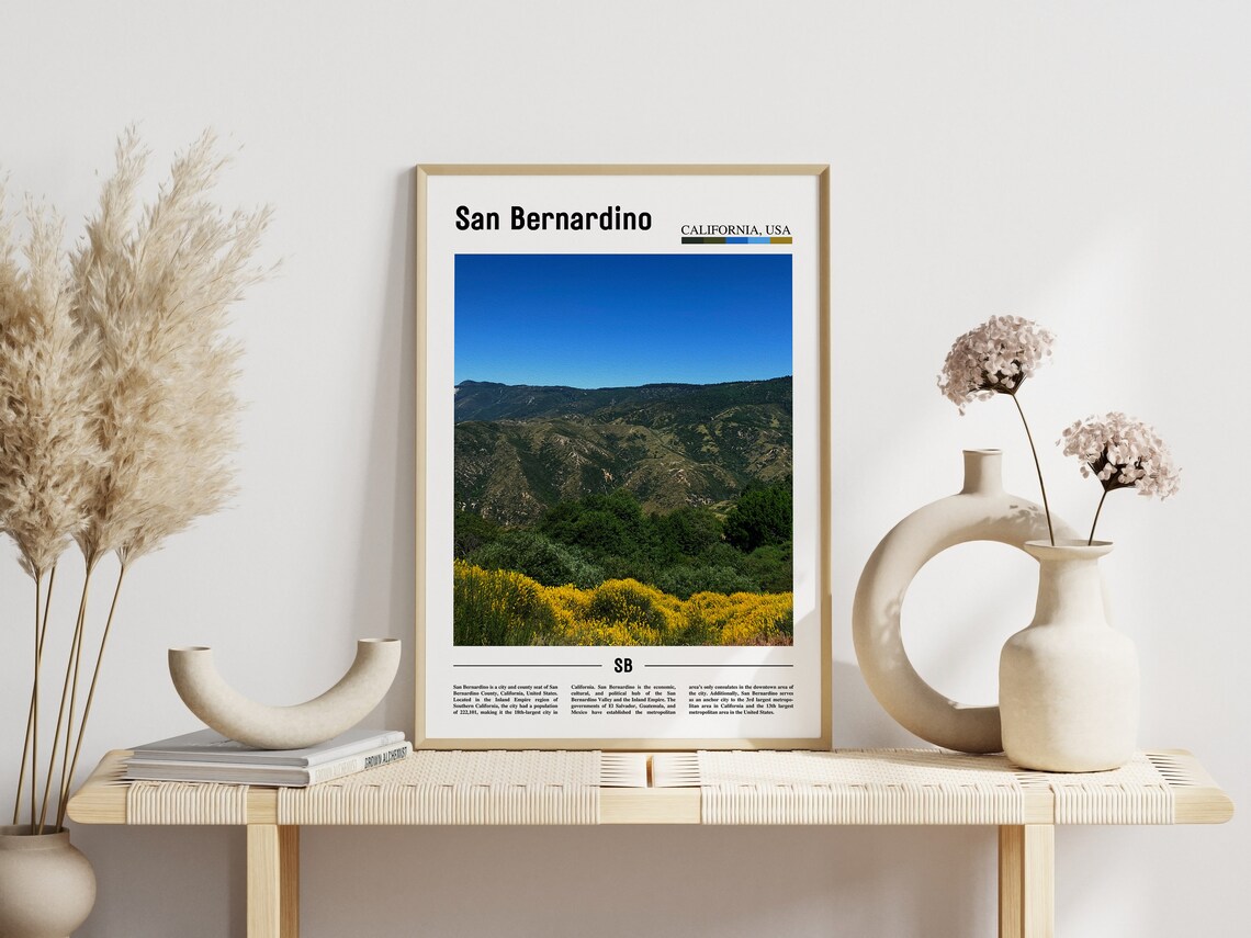 San Bernardino California Mountain Valley Minimal Travel Poster - Image 3
