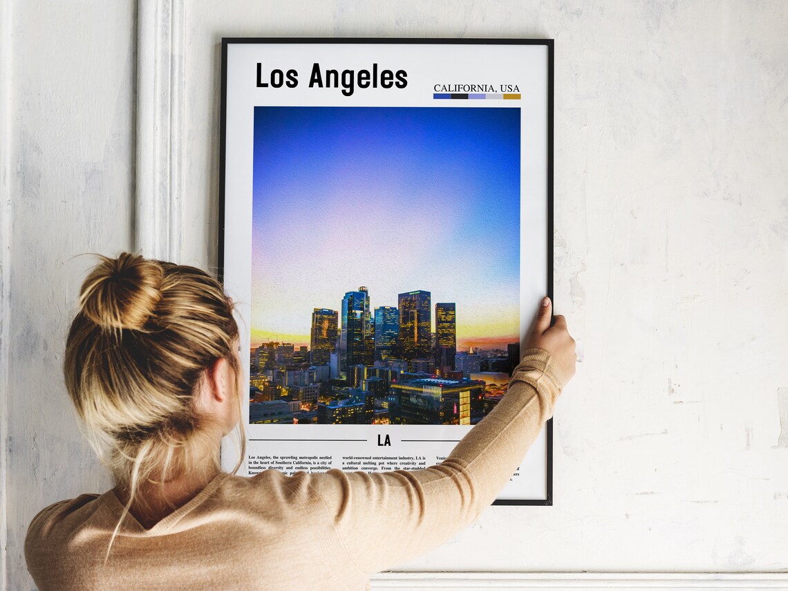 Los Angeles California Downtown Skyline Dusk Minimalist Travel Poster - Image 2