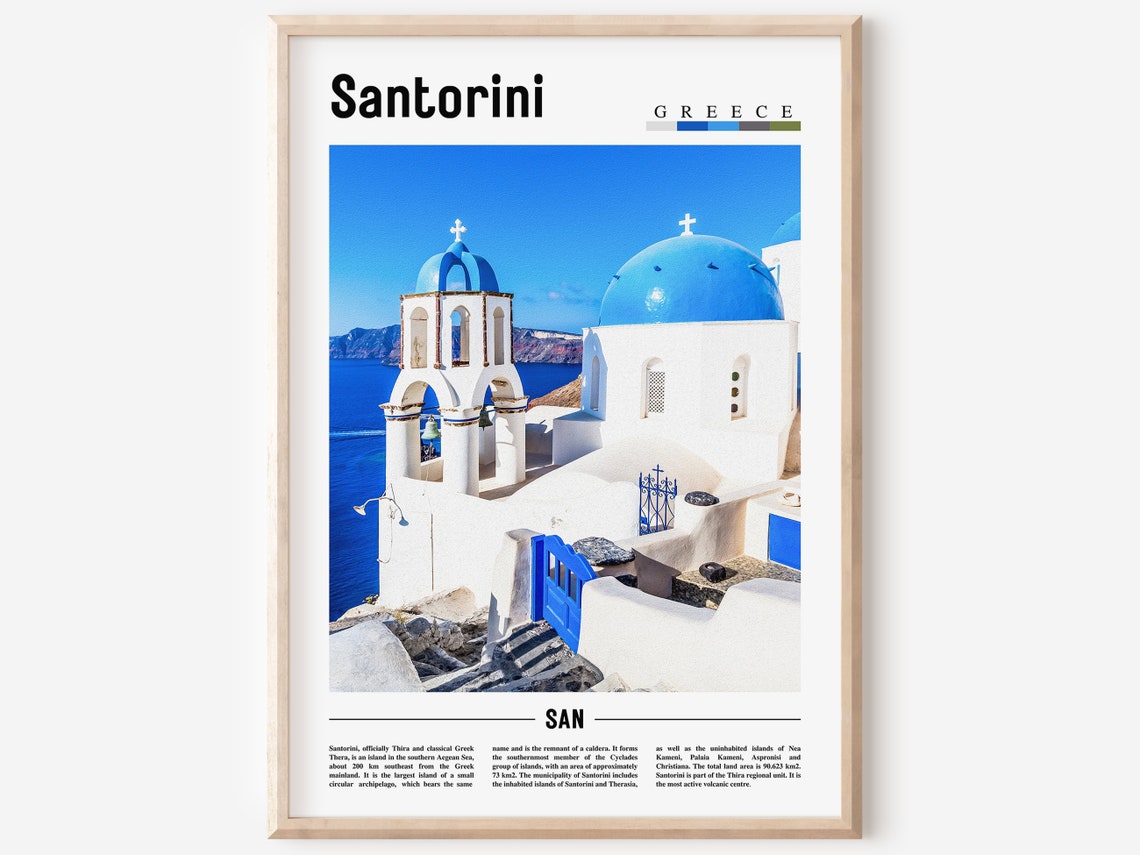 Santorini Print Santorini Poster Santorini Wall Art Oil Painting Poster Colorful City Print City Artwork Travel Artwork Travel Wall Art