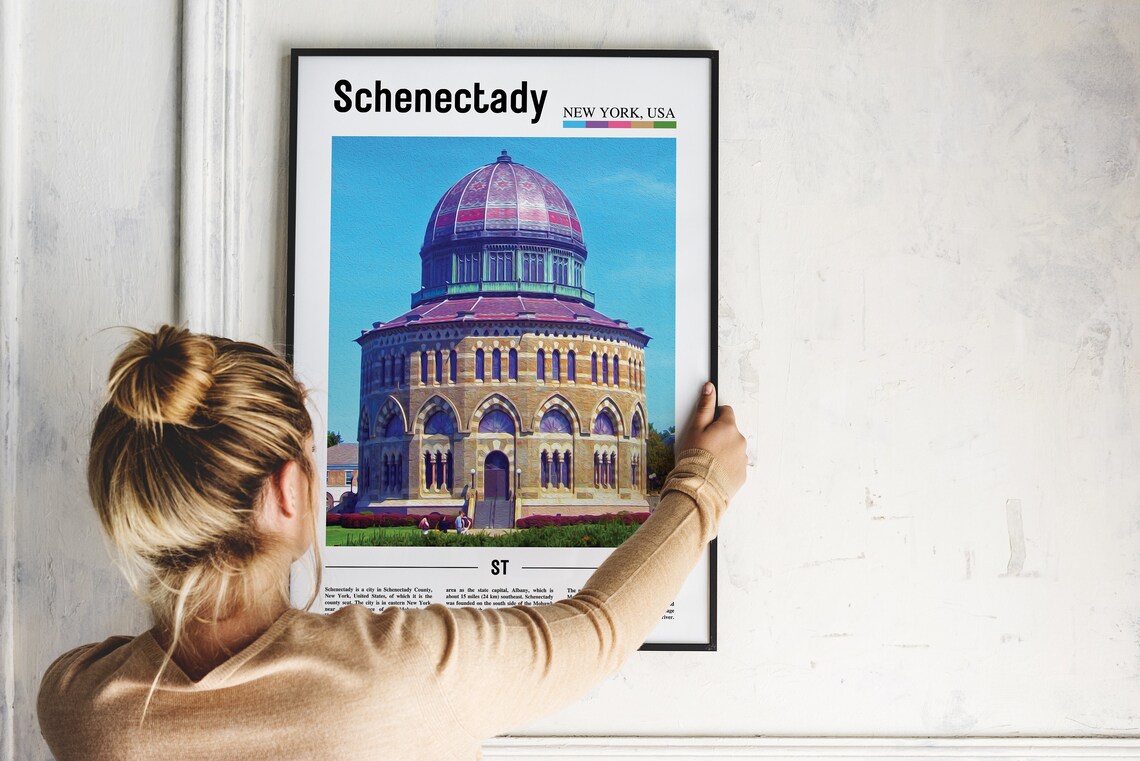 Schenectady New York Domed Landmark Oil Painting Style Poster - Image 2