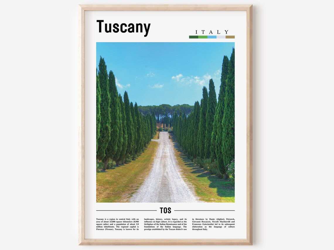 Scenic Tuscany Italy Cypress Lined Country Road Photography Poster