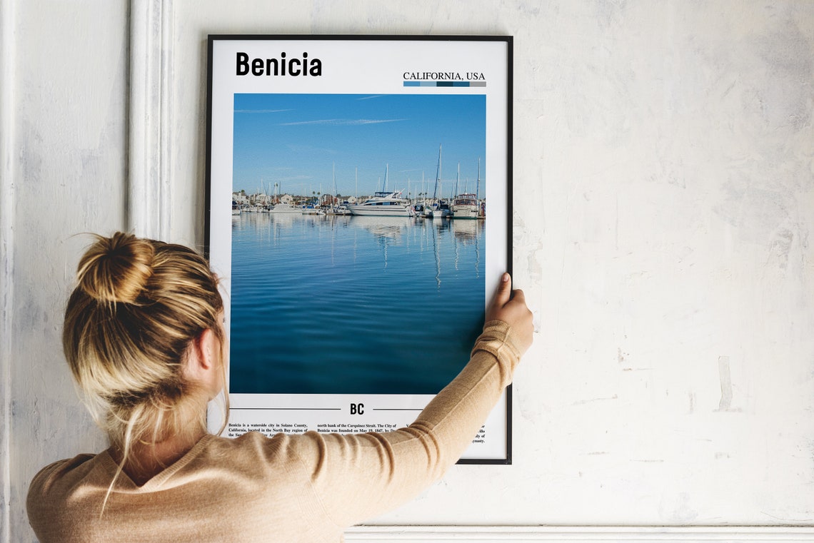 Benicia Print Benicia Poster Benicia Wall Art Minimal Travel Print Minimal City Poster Travel Destination Print Oil Painting Poster - Image 2