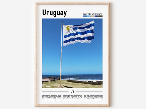 Uruguay South America Waving Flag Minimalist Travel Photo Poster