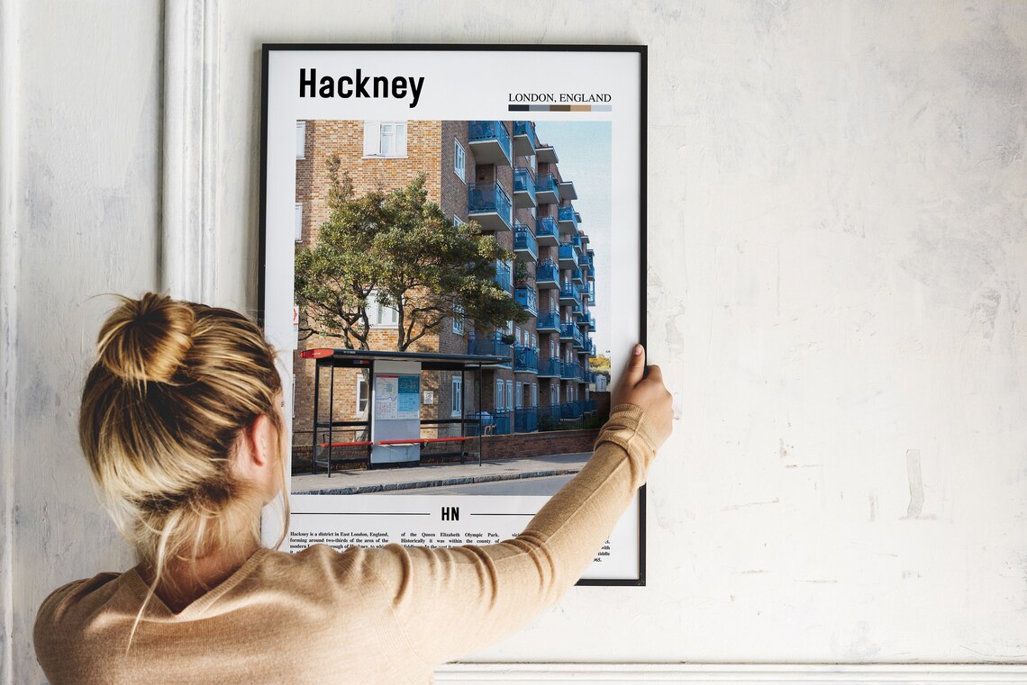 Hackney London England Brick Flats Bus Stop Street Photo Travel Poster - Image 2