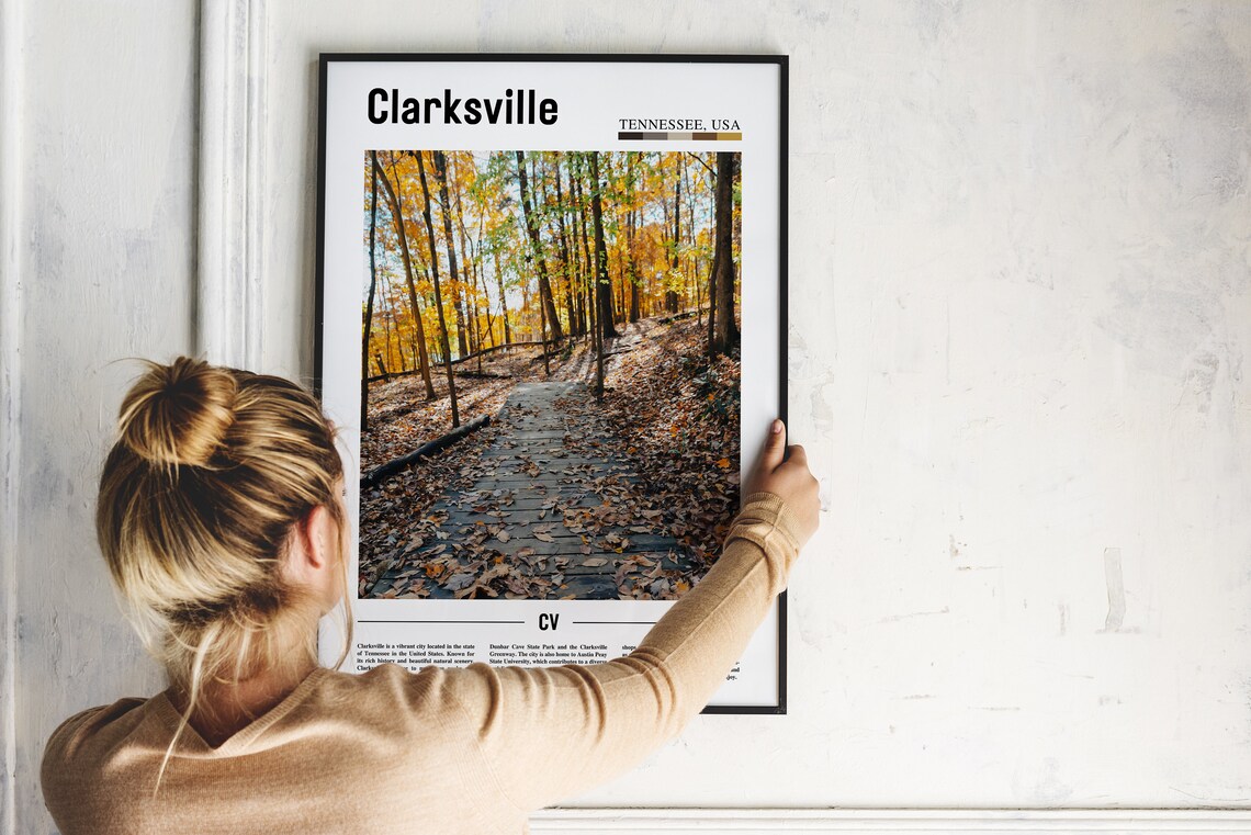 Clarksville Tennessee Autumn Forest Path Fall Foliage Travel Poster - Image 2