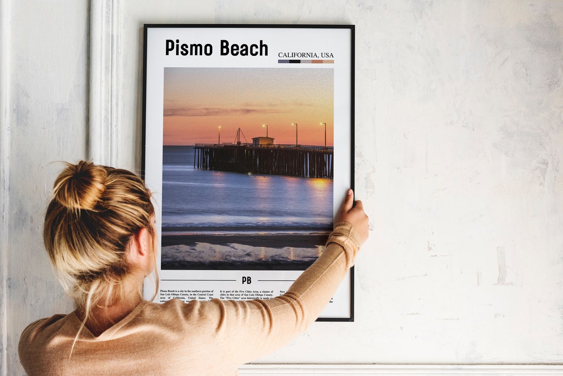Pismo Beach Print Pismo Beach Poster Pismo Beach Wall Art Oil Painting Poster City Print City Artwork Travel Artwork Travel Wall Art - Image 2