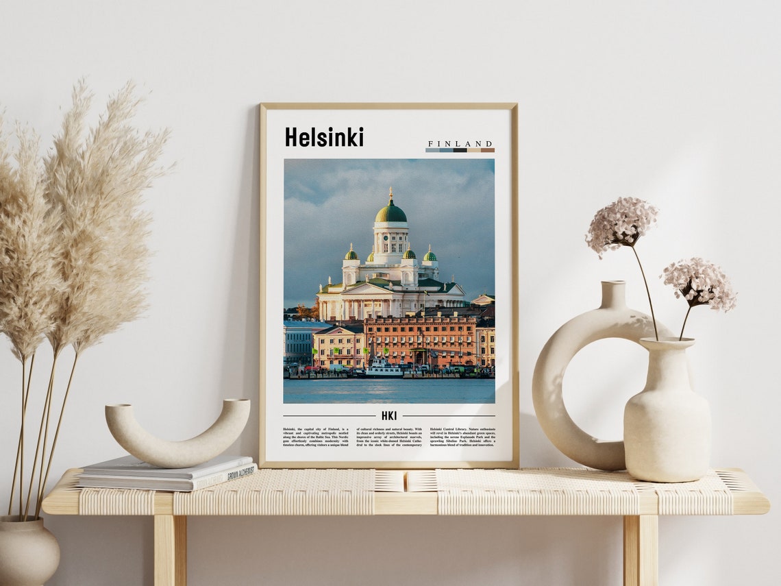 Helsinki Finland Cathedral Green Domes Harbor View Travel Poster - Image 3
