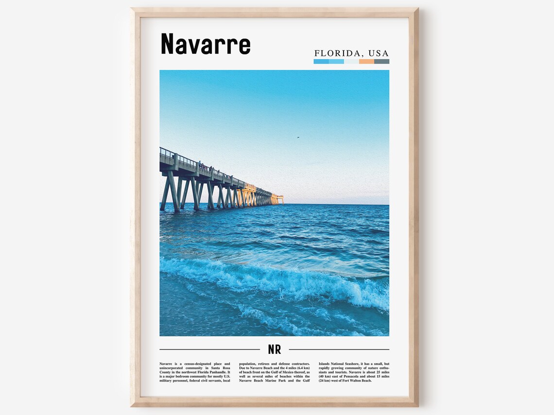 Navarre Florida Gulf Coast Beach Pier Ocean Sunset Travel Photo Poster