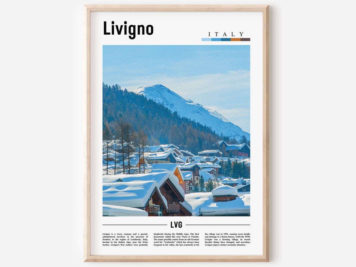 Livigno Print Livigno Poster Livigno Wall Art Italy Poster Italy Print Italy Wall Art Minimal Travel Poster