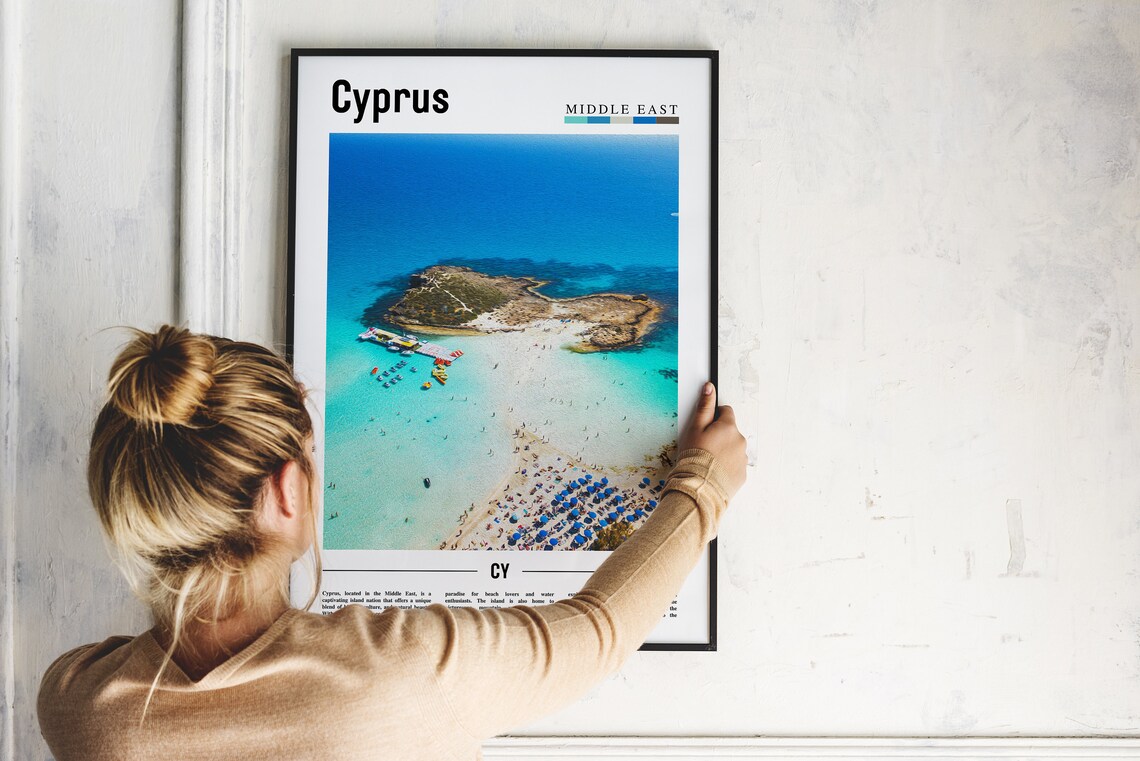 Cyprus Middle East Aerial Beach Turquoise Minimalist Travel Poster - Image 2