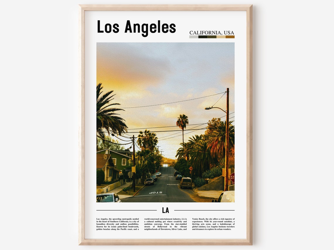 Los Angeles California Palm Tree Street Sunset Travel Poster