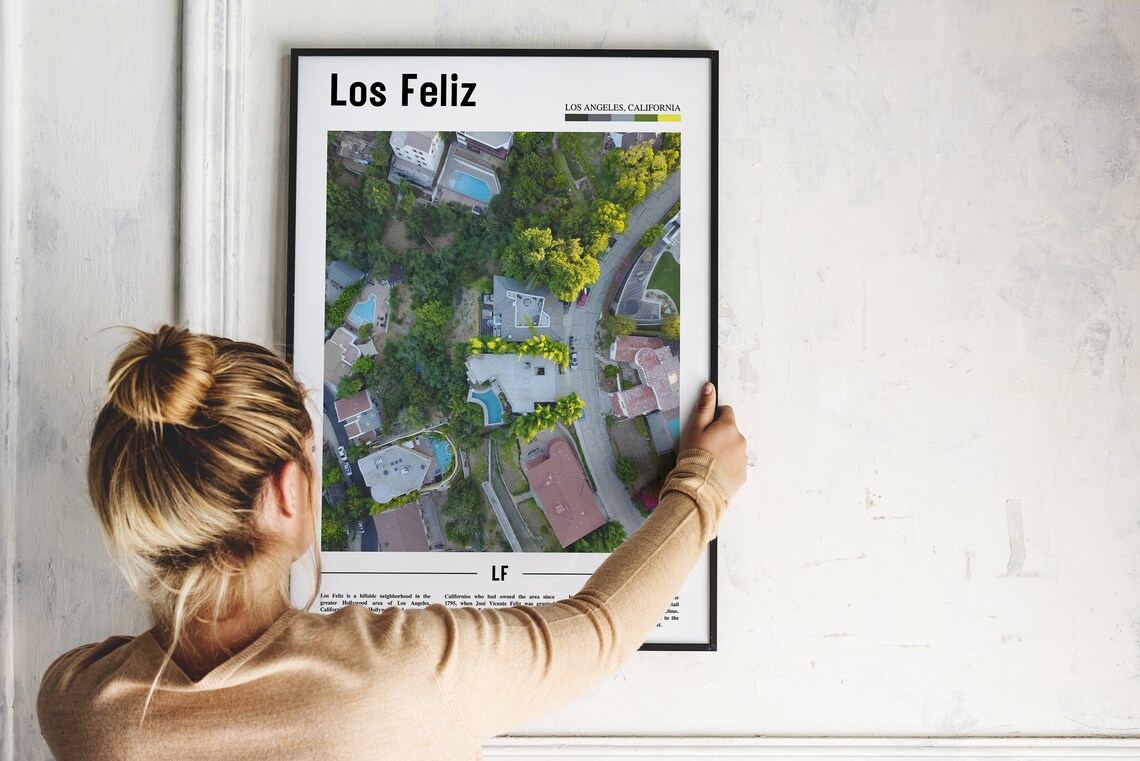Los Feliz Los Angeles California Aerial Neighborhood Travel Poster - Image 2