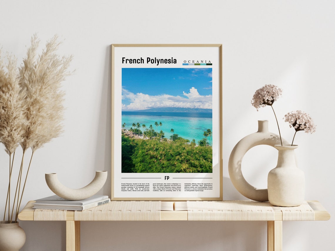 French Polynesia Oceania Lagoon Aerial Tropical Travel Poster - Image 3