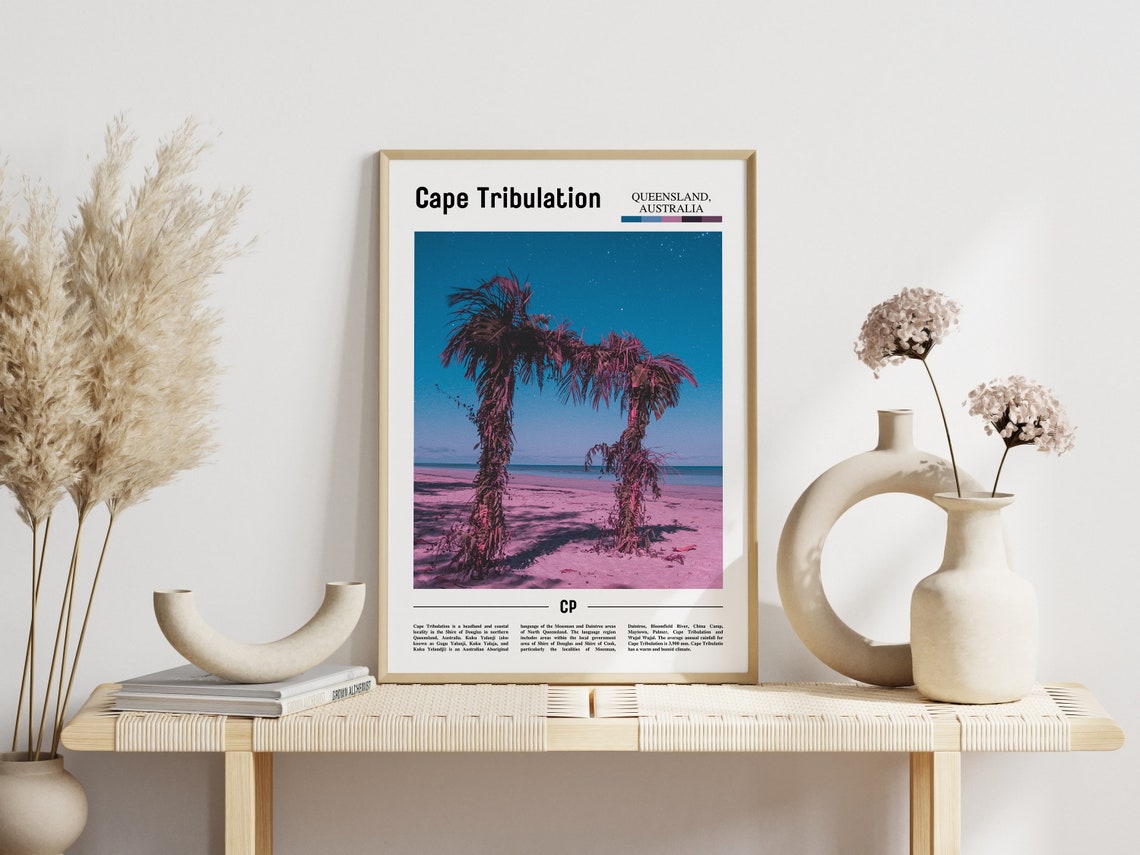 Cape Tribulation Australia Leaning Palms Beach Sunset Dusk Poster - Image 3