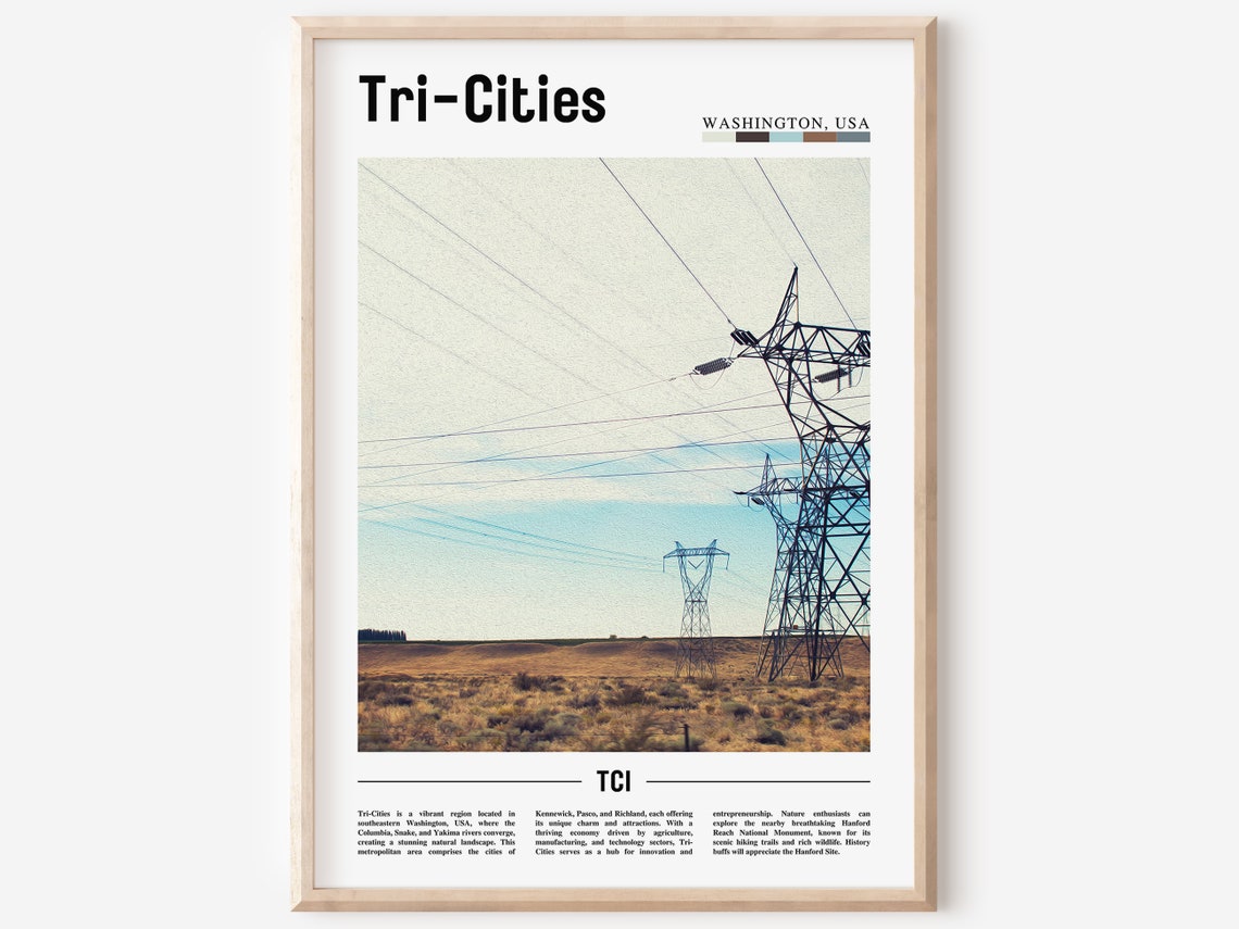 Tri Cities Poster Tri Cities Print Tri Cities Wall Art United States Photo United States Poster United States Print Travel Poster