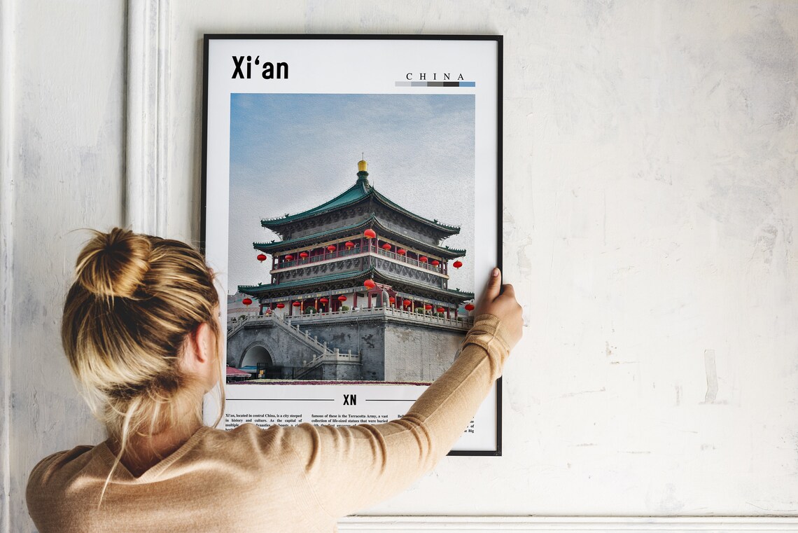 Xian Poster Xian Print Xian Wall Art Asia Print Asia Poster Asia Photo Minimal Travel Poster - Image 2