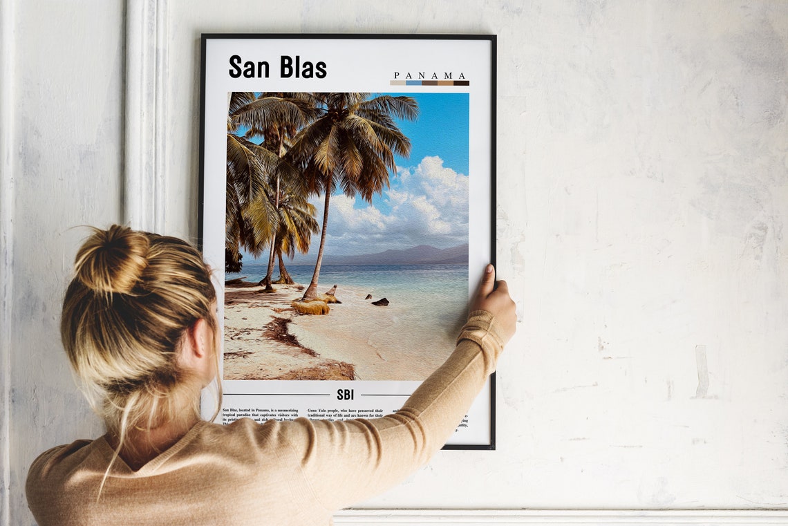 San Blas Panama Palm Trees Beach Tropical Paradise Travel Poster - Image 2