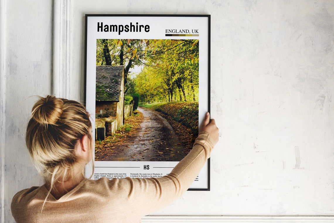 Hampshire Print Hampshire Poster Hampshire Wall Art Minimal Travel Print Minimal City Poster Travel Destination Oil Painting Poster - Image 2
