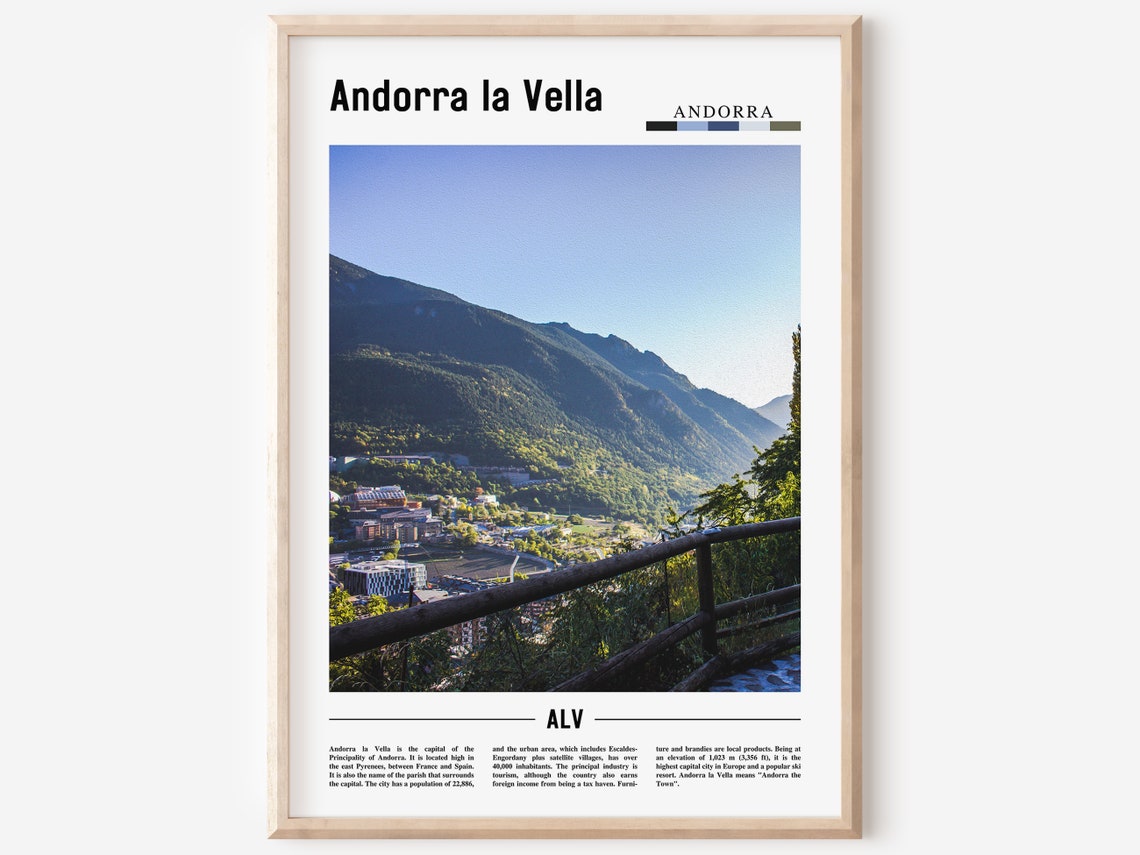 Andorra La Vella Print Andorra La Vella Poster Andorra La Vella Wall Art Minimal Travel Print Minimal City Poster Oil Painting Poster