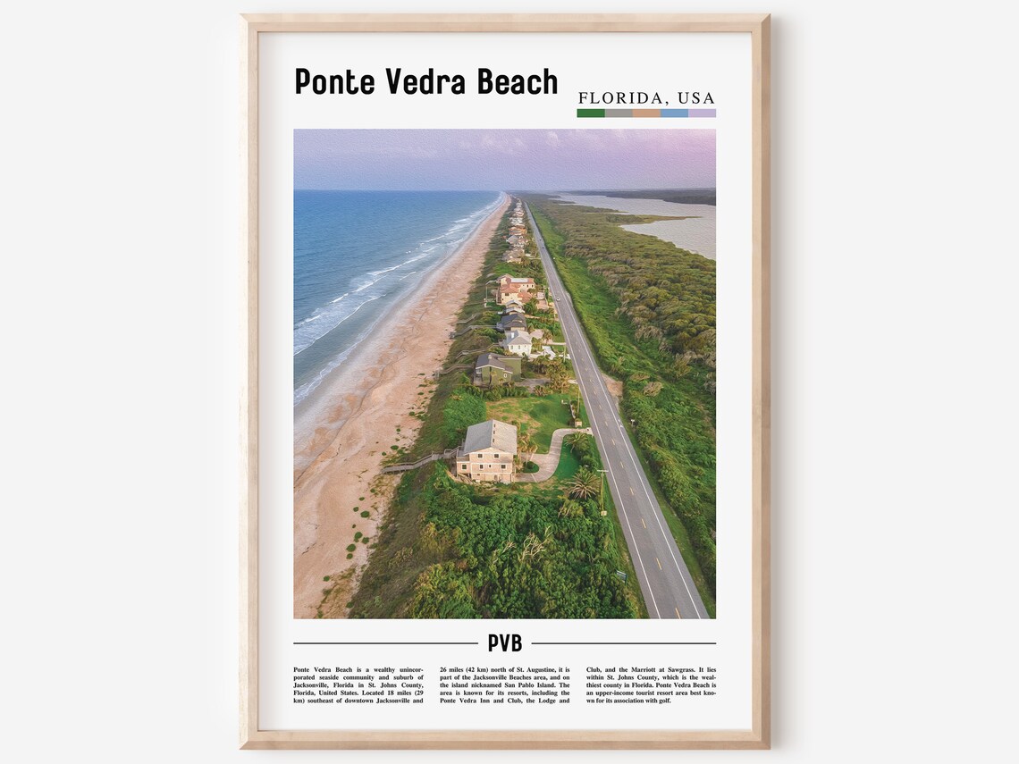 Ponte Vedra Beach Florida USA Aerial Coast Travel Photo Poster