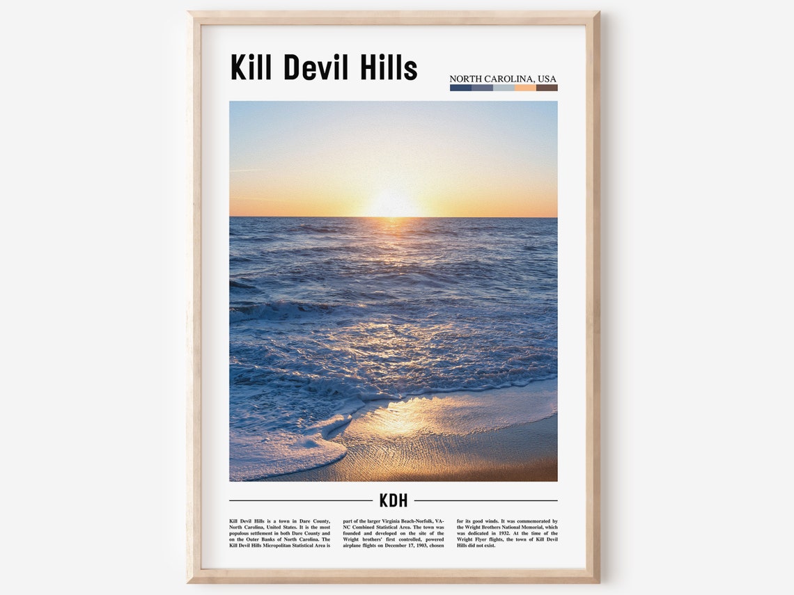 Kill Devil Hills North Carolina Beach Sunset Waves Poster KDH