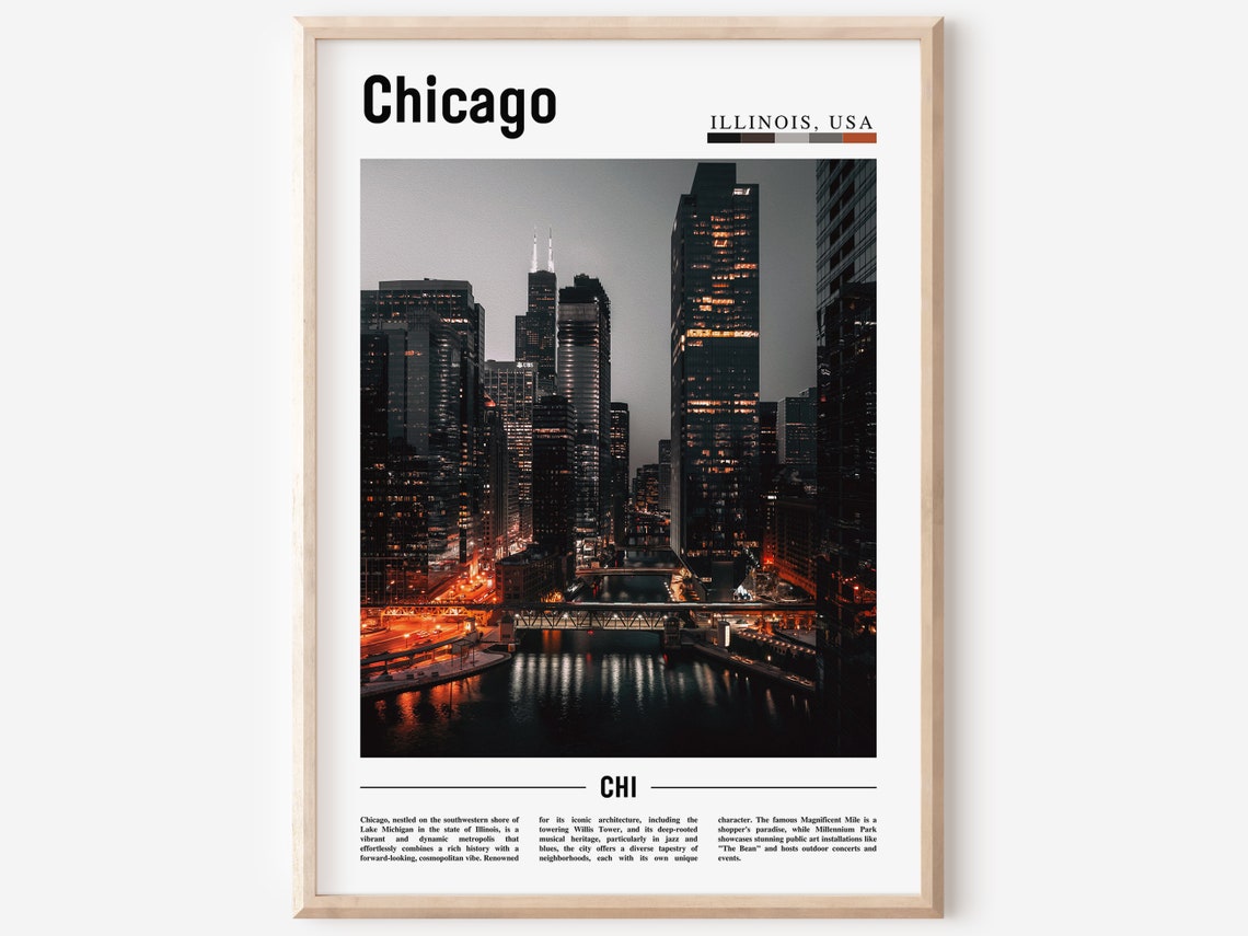 Chicago Print Chicago Poster Chicago Wall Art United States Photo United States Poster United States Print