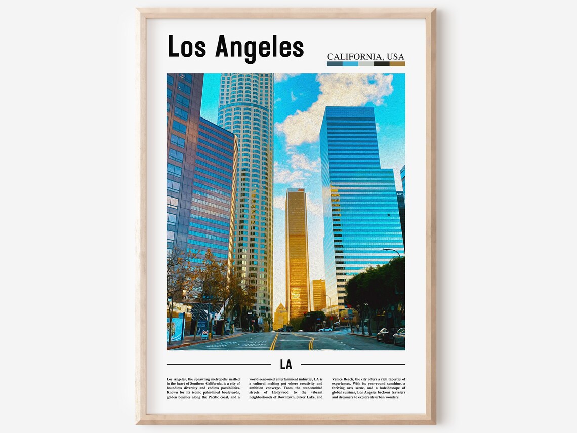 Los Angeles California Downtown Skyscrapers Travel Photo Poster