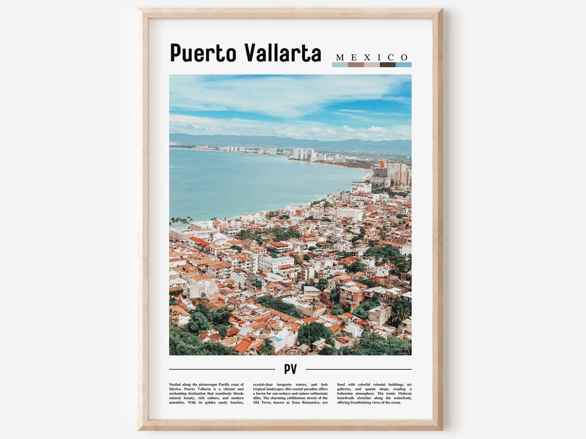 Puerto Vallarta Poster Puerto Vallarta Print Puerto Vallarta Wall Art Minimal Travel Print Travel Destination Oil Painting Poster
