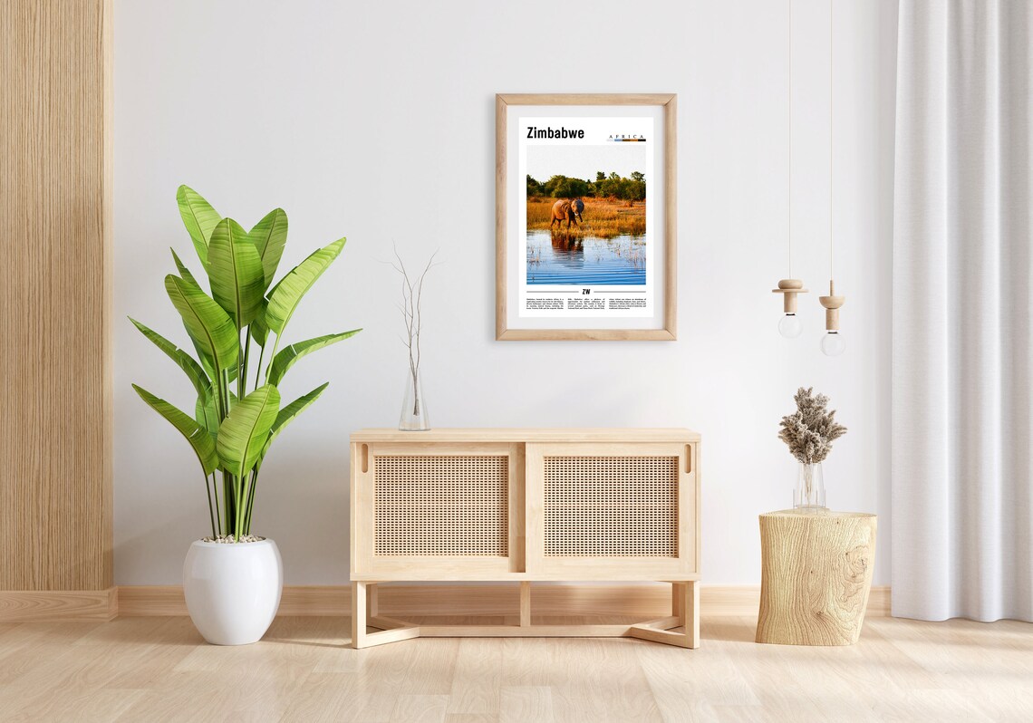 Zimbabwe Elephant Wetland Safari Africa Wildlife Travel Poster - Image 2