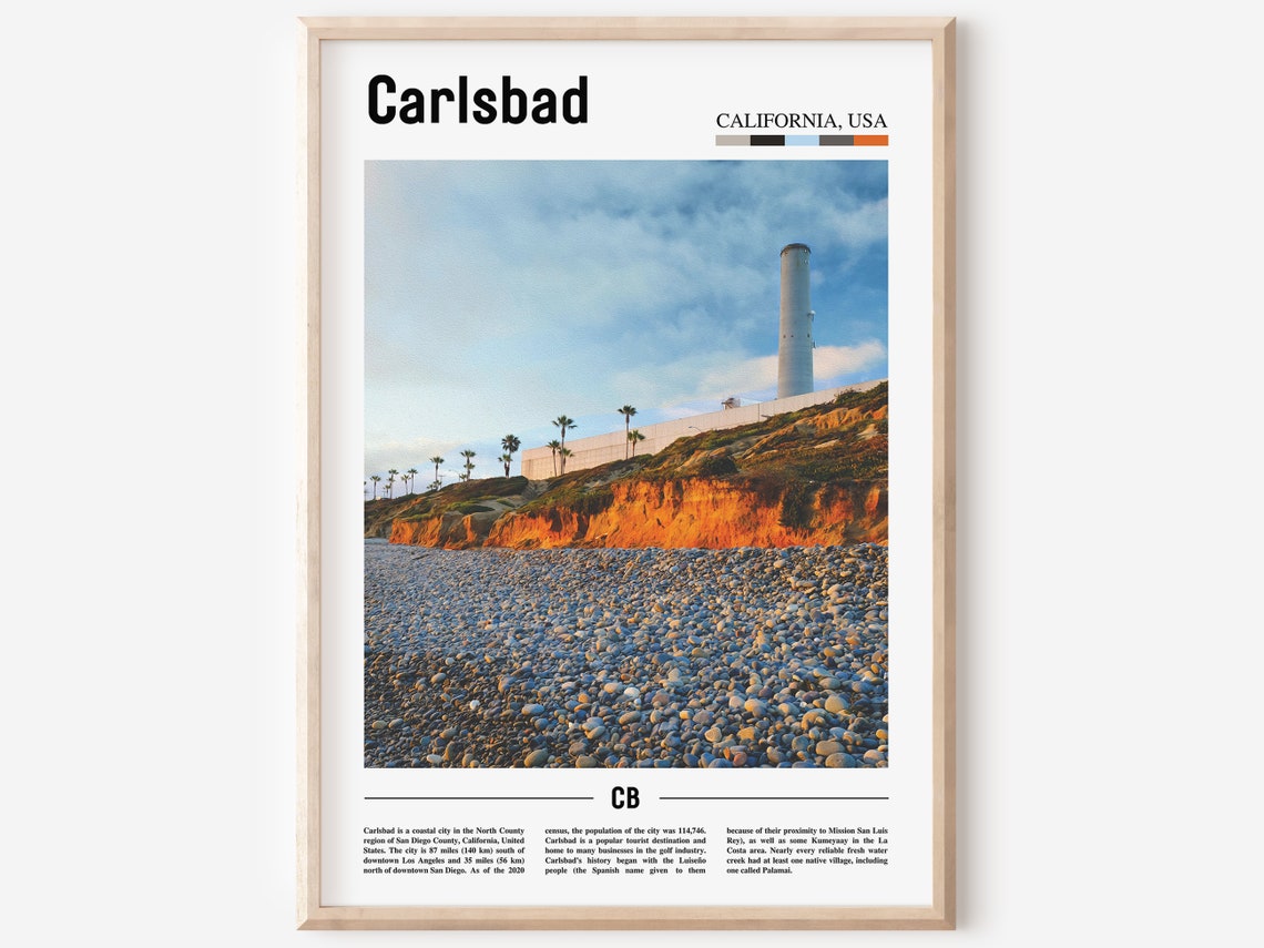 Carlsbad Print Carlsbad Poster Carlsbad Wall Art Oil Painting Poster Colorful City Print City Artwork Travel Artwork Travel Wall Art