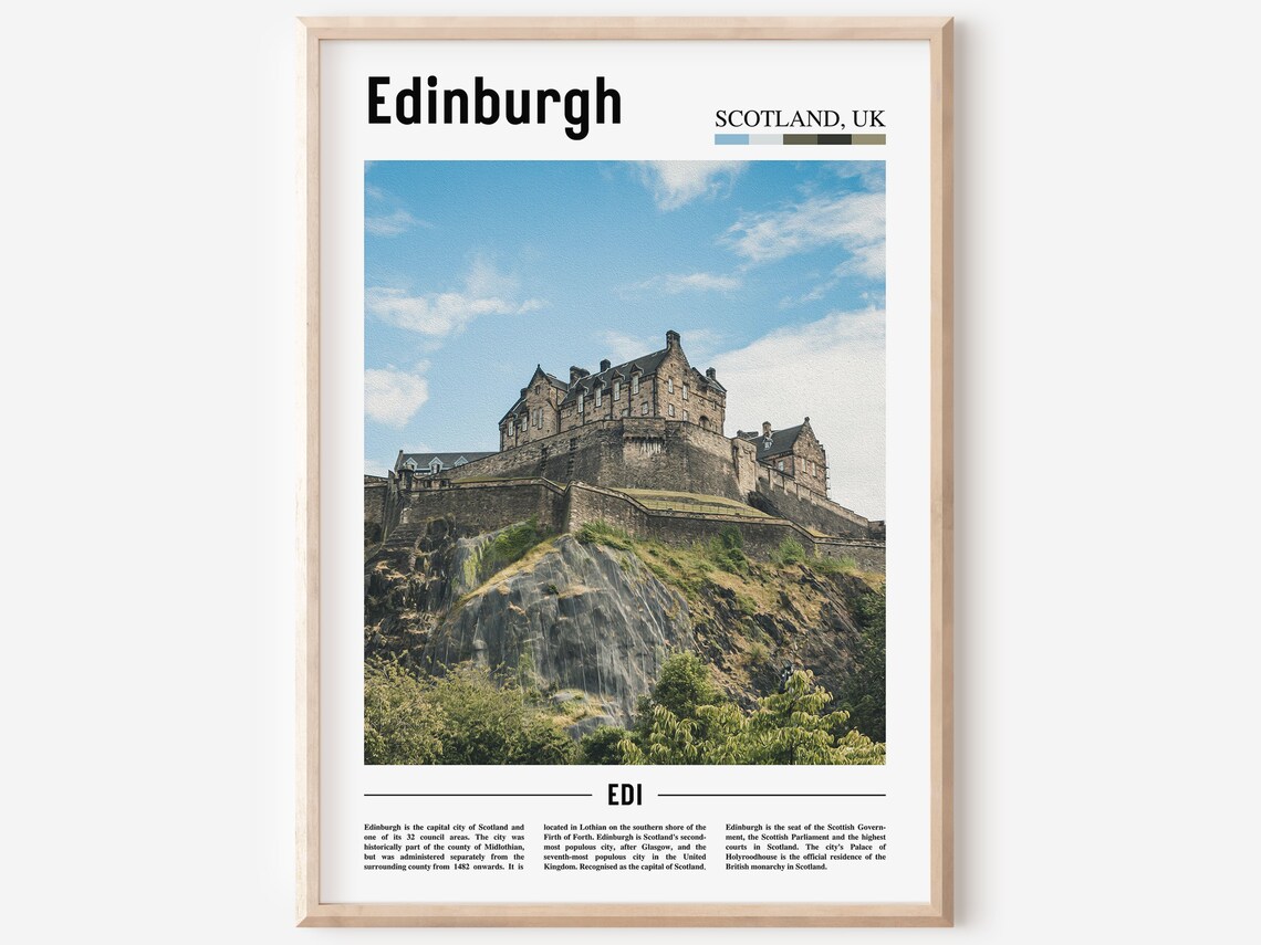 Edinburgh Poster Edinburgh Print Edinburgh Wall Art Minimal Travel Print Minimal City Poster Travel Destination Oil Painting Poster