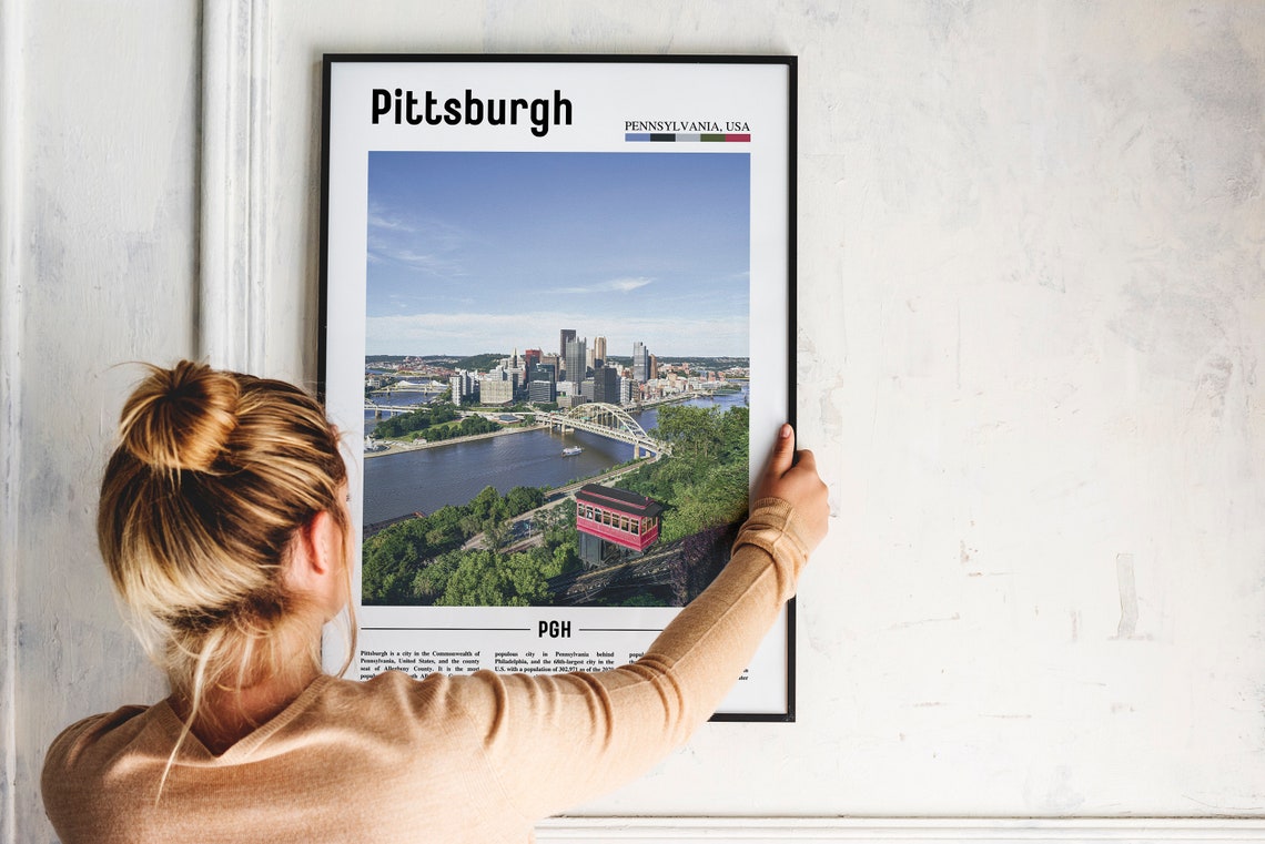 Pittsburgh Print Pittsburgh Poster Pittsburgh Wall Art Oil Painting Poster Colorful City Print City Artwork Travel Artwork Travel Art - Image 2