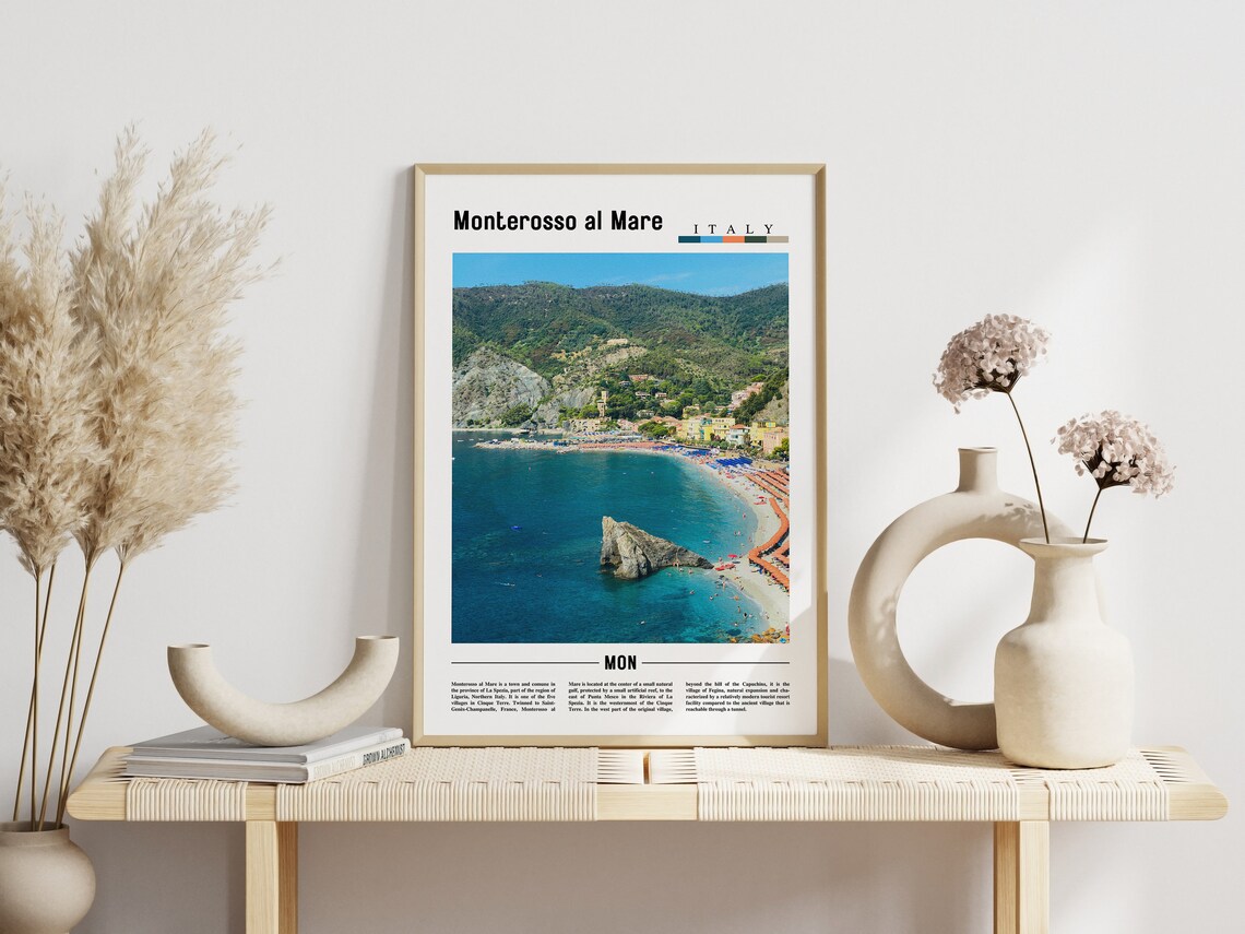 Scenic Monterosso Al Mare Italy Beach Cinque Terre Travel Print - Image 3