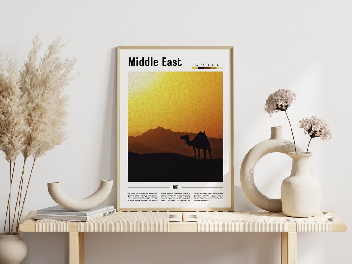Middle East Desert Camel Sunset Silhouette Minimalist Travel Poster - Image 3