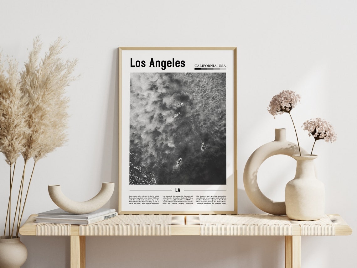 Los Angeles Poster Black And White Los Angeles Print Black And White Los Angeles Wall Art Minimal Travel Print Travel Poster - Image 3